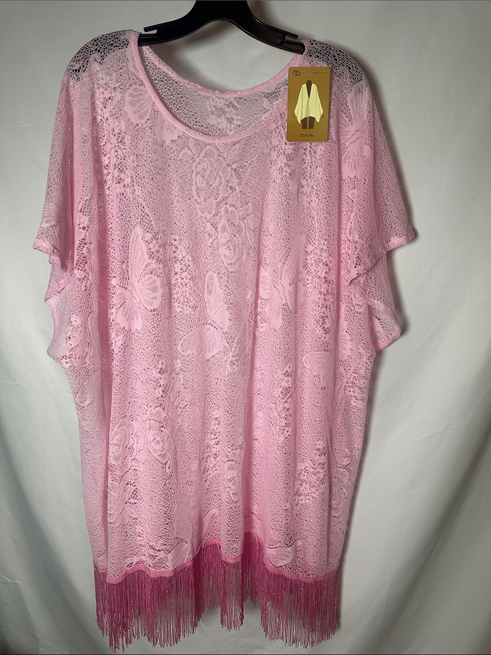 Delicate Pink Lace Fringe Tunic Top